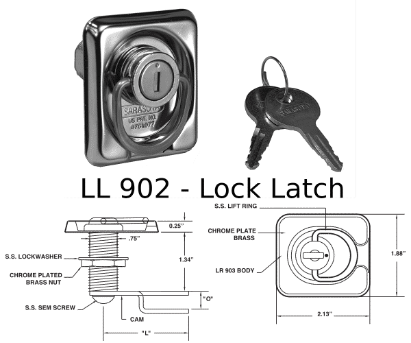 LL 902 Lock Latch with 2 inch Long Straight Cam