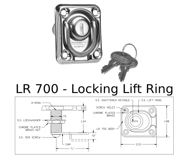 LR 700 Locking Lift Ring with 2 inch Long x 3/8 inch Offset Cam