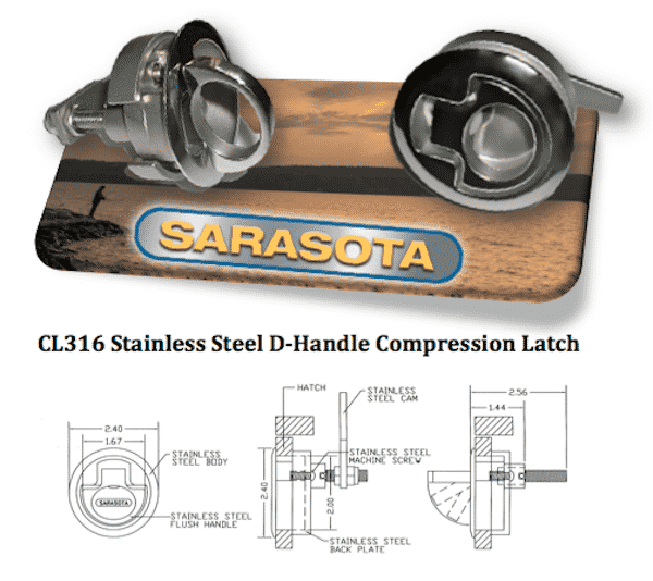 CL316 SS D handle Compression latch with engineering drawing non locking latch