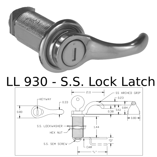 LL 930 Lock Latch with 2 inch Straight Cam
