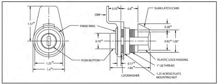 GL 202 Marine Push Buitton Lock