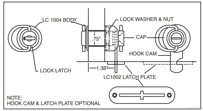 LC1000 Marine Cuddy Lock Drawing
